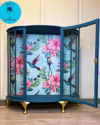 Vintage pink blue gold glass - &,
